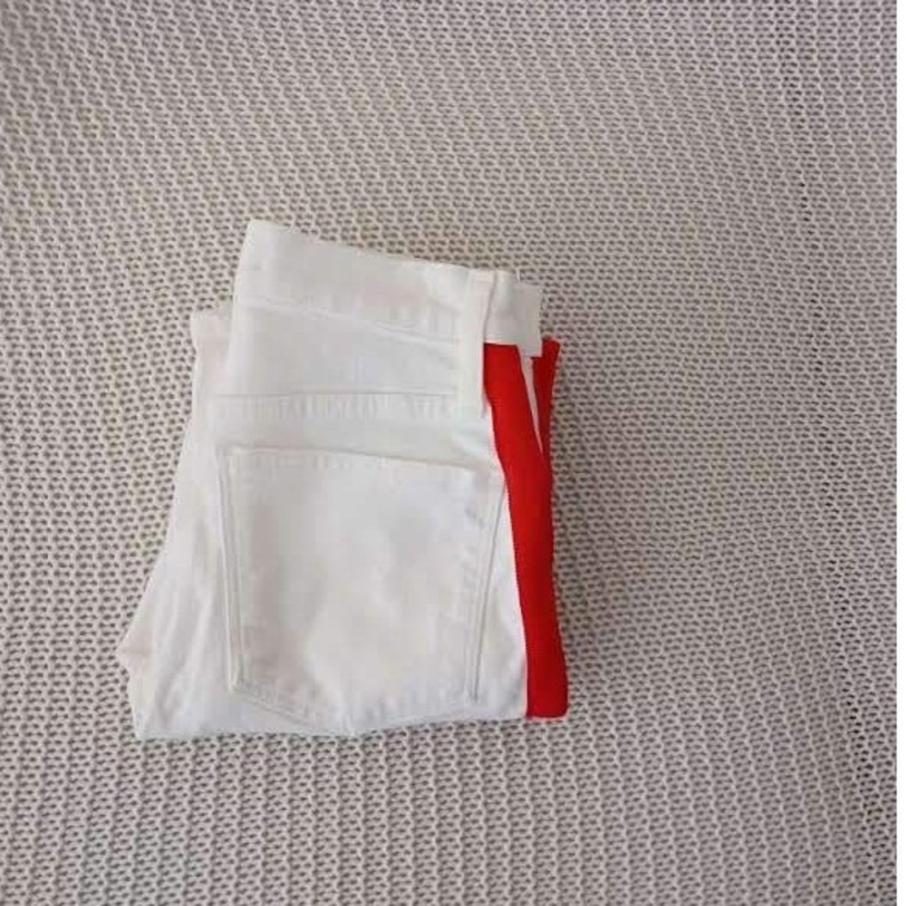 Madewell Slim Straight Tuxedo Stripe Jeans White Red 25x27 NWOT MSRP $135 - Picture 13 of 13